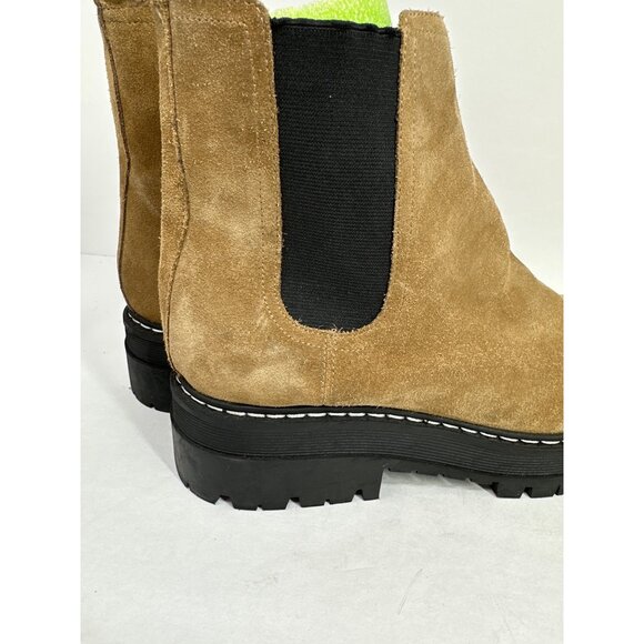 Marc Fisher LTD Privi Booties Women’s 9.5 Tan Leather Ankle Boots 2" Lug Sole - Picture 5 of 11